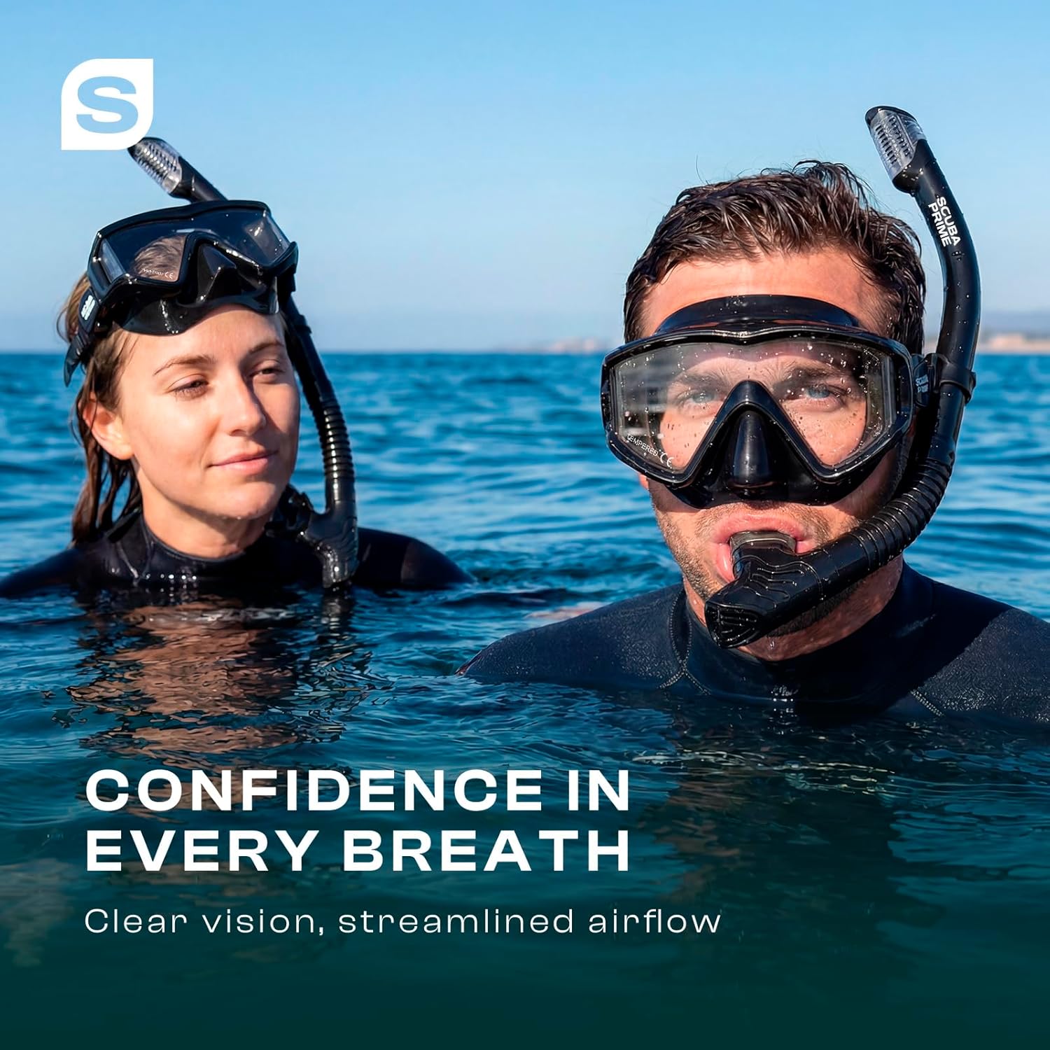 Pano 3 Snorkeling Set with Dry Top Snorkel, 180° Panoramic Dive Mask Tempered Glass Three-Window Scuba Mask, Foldable Silicone Tube Anti-Leak Gear for Men Women Teens Adults, 4 Color Options