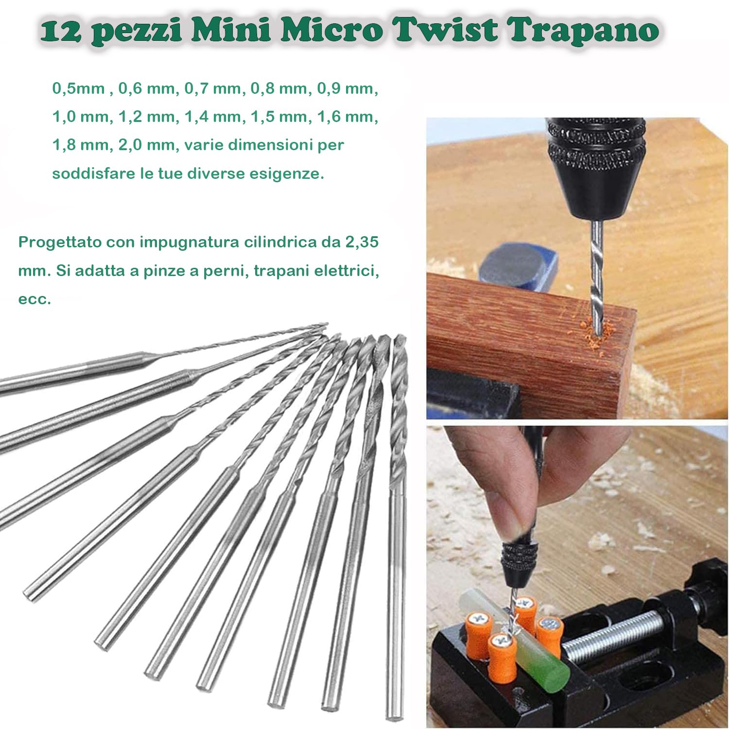 Set Di 6 Punte Per Trapano HSS, 60°, 1/1.5/2/2.5/3/5, Per Etallo - Foto 5