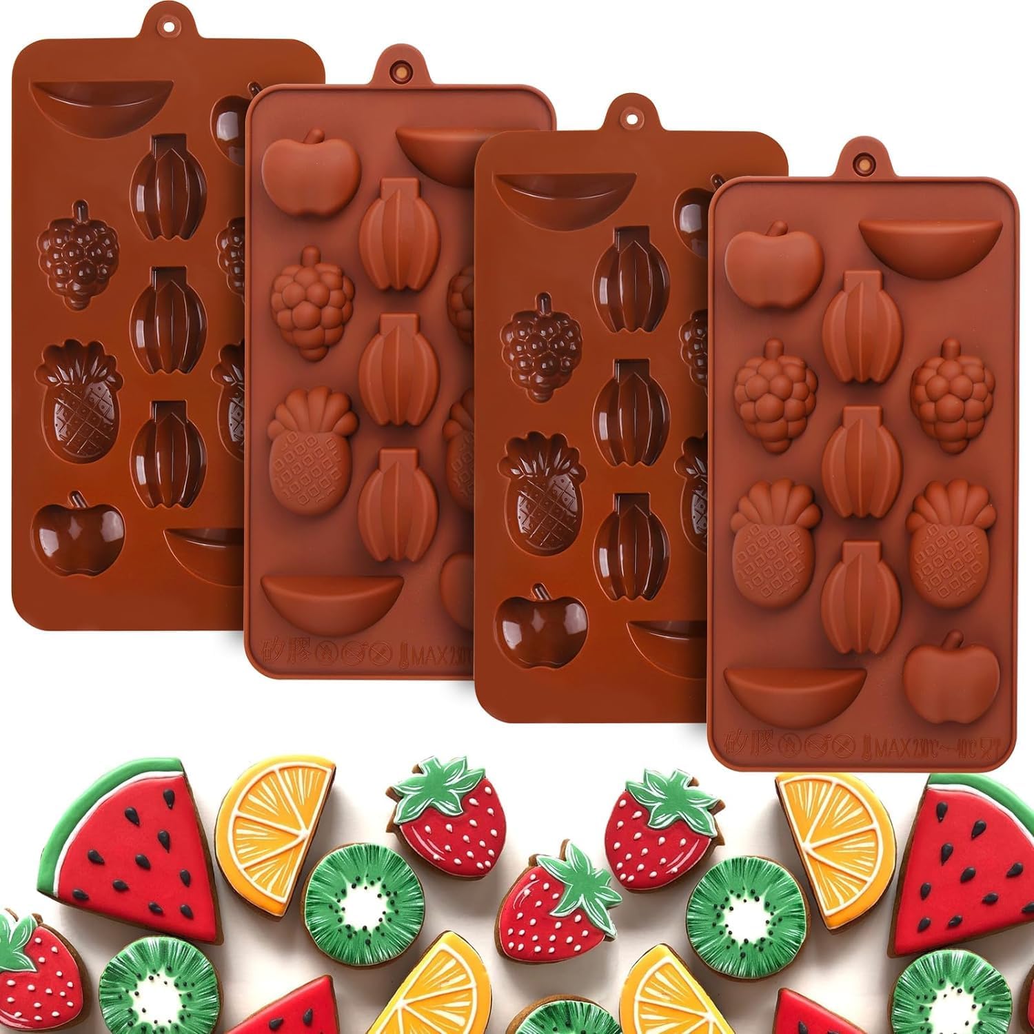 LEGACYCART 11 Cavity Large Fruit Chocolate Mould, Big Gummy Mold Silicone for Candy Large Fruit Snack Molds Mould Cookies (Apple Banana Grape Pineapple Watermelon) (2)-image-24