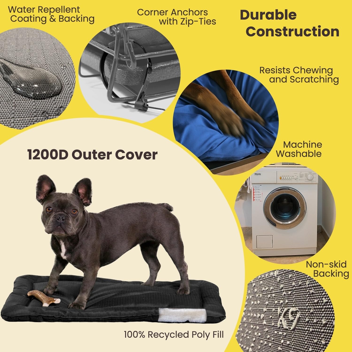 K9 Ballistics Tough Ripstop Dog Crate Pad 23 x 17 Blue Quartz | Durable Machine Washable XS Kennel & Travel Mat for Puppies and X Small Dogs Fits 24 Wire Crate product thumbnail 5