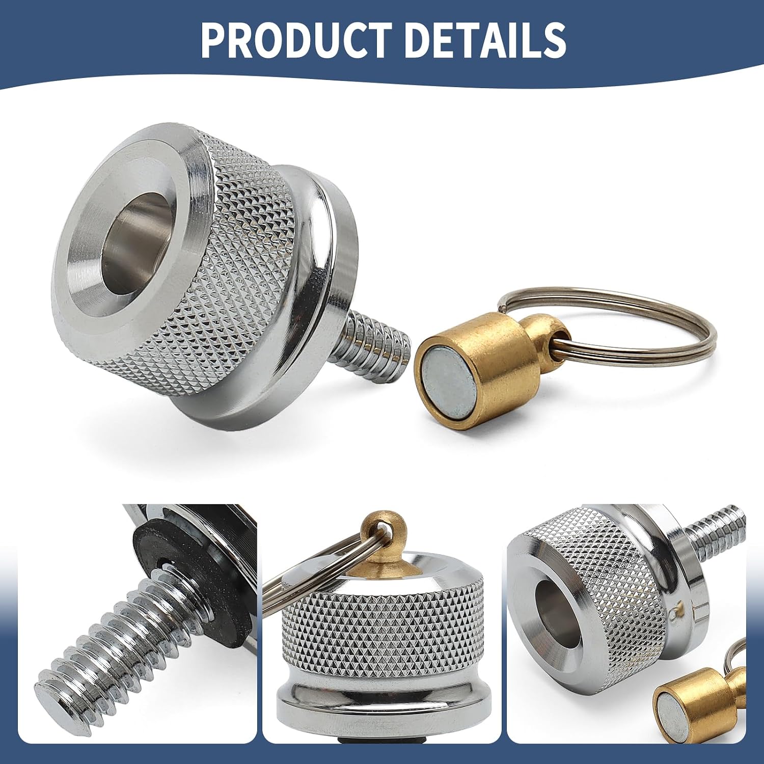 1/4-20 Thread Seat Bolt Screw Magnetic Fit For Harley 1996-2024 Sportster 883 Touring Roadking Street Glide Road Glide Dyna Wide Glide Softail Fatbob Street Bob (Chrome)