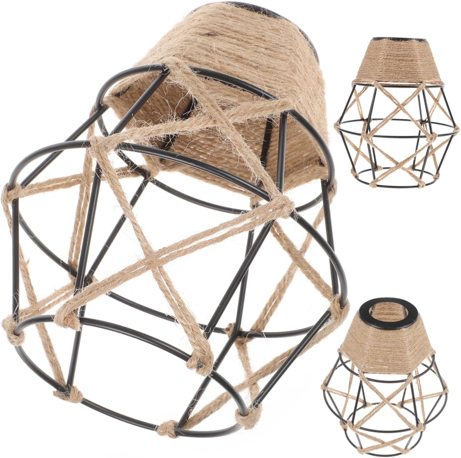 3pcs Bohemian Woven Lampshade Durable Ceiling Light Cover for Indoor Decor Softens Bright Light for Living Room Kitchen and Dining Spaces