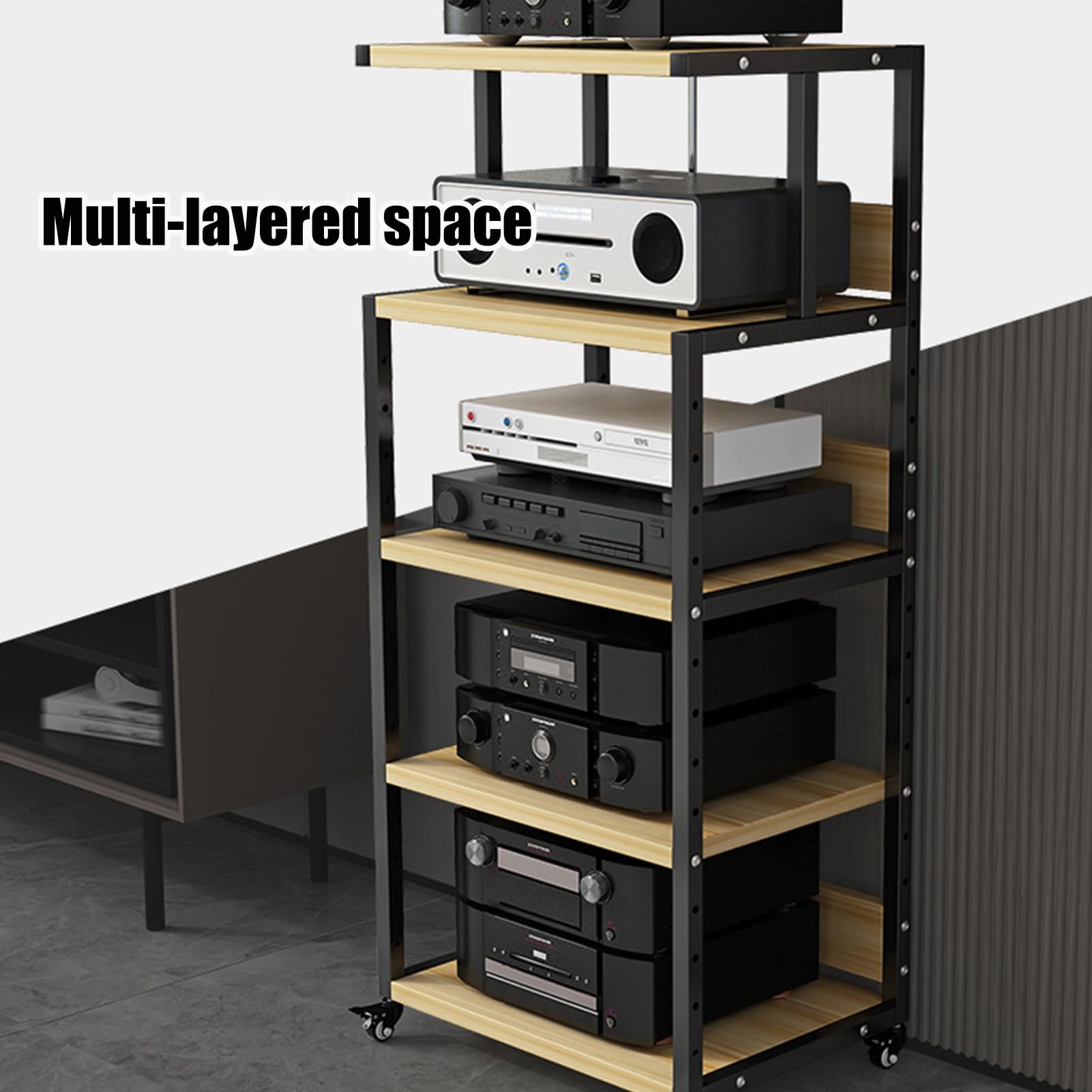 AV-Medienregal Mit Rädern – 5 Ebenen, Höhenverstellbar, Für TV-Geräte & Spielekonsolen