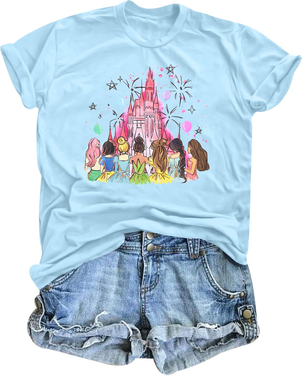 KIDDAD Magical Shirts for Women: Princess Shirt Magic Kingdom T Shirt Funny Family Vacation Tee Casual Holiday Tee Tops