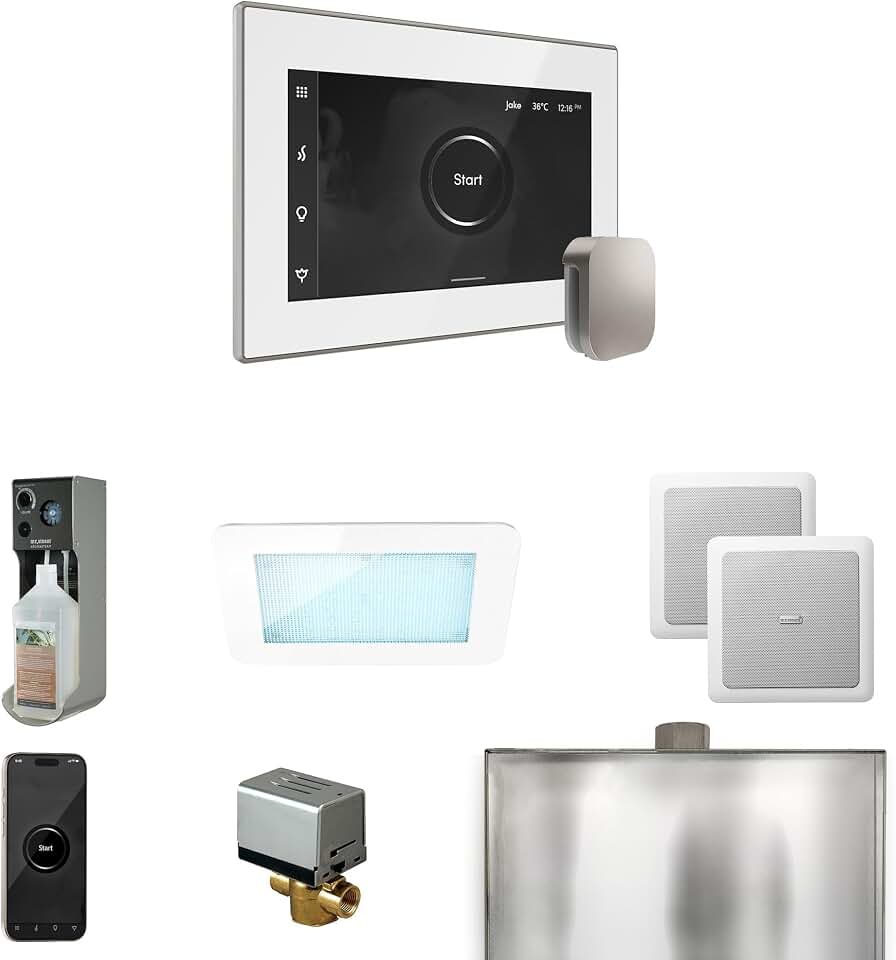 Mr Steam XDream Steam Shower Ctrl Pkg w/iSteamX Control and Steamhead in White Brushed Nickel