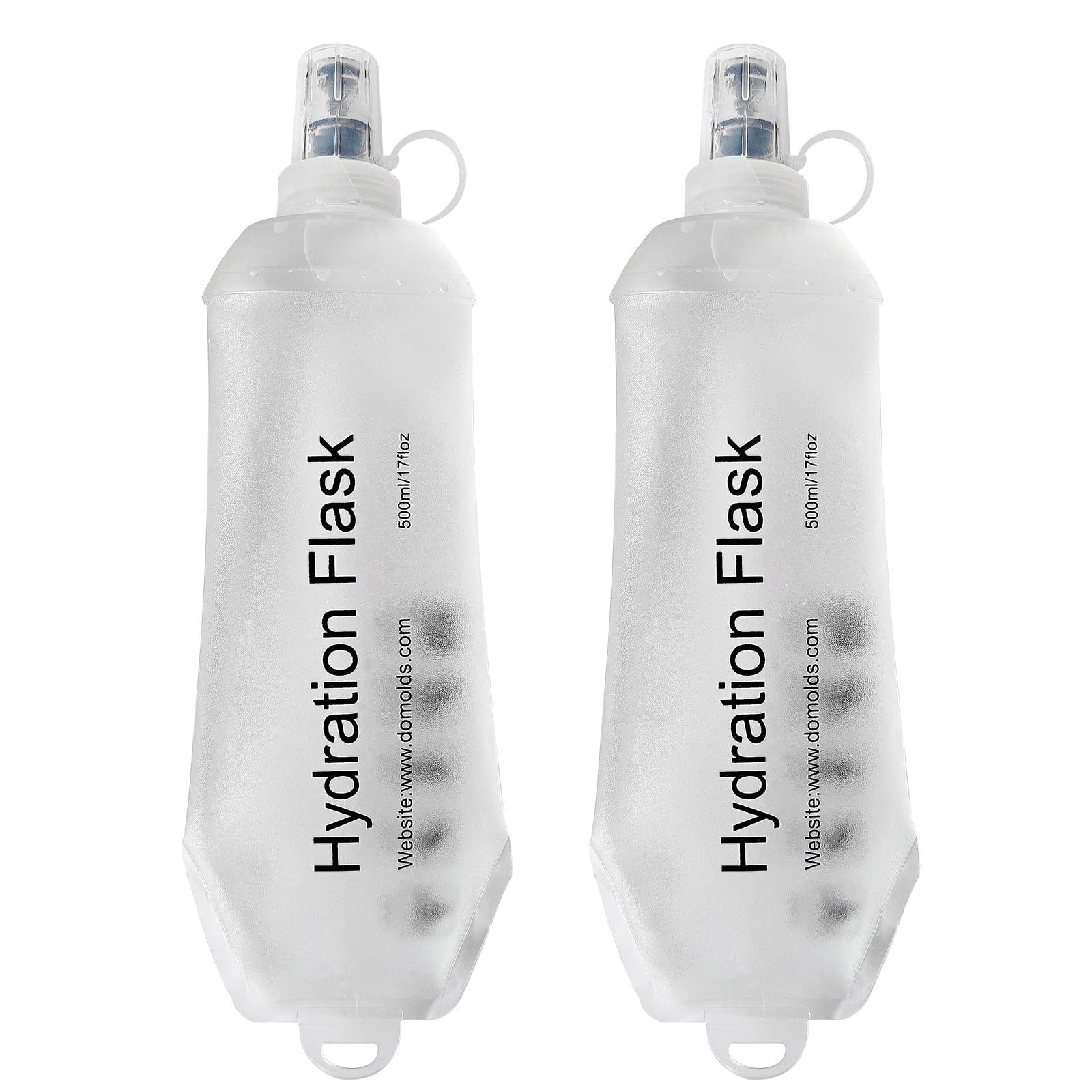 Buite 500ML Soft Flask, Portable TPU Soft Water Bottles for Running Vest, Hydration Pack - Ideal for Running Hiking Cycling Climbing(2Pcs White)