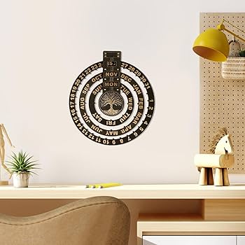 Amazon.co.jp: 円形万年カレンダー 木製万年カレンダー