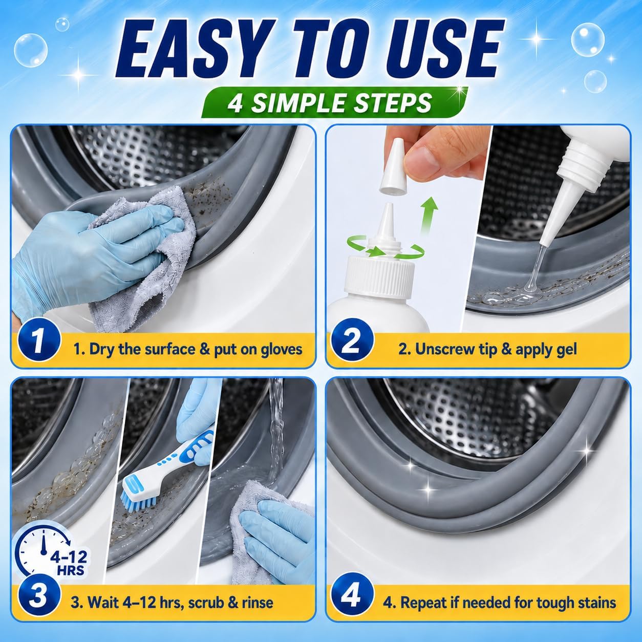 Stain Remover Gel 8 fl oz, Thick Formula with Nozzle & Brush image 5