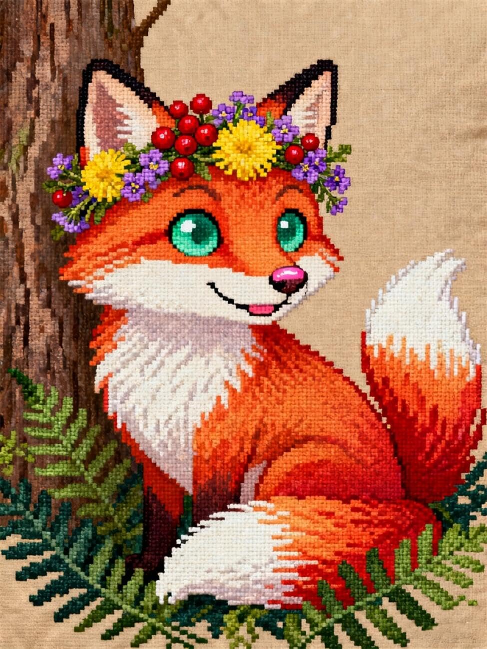 AMBATTERY Latch Hook Kits Carpet Cartoon Fox 80x160cm