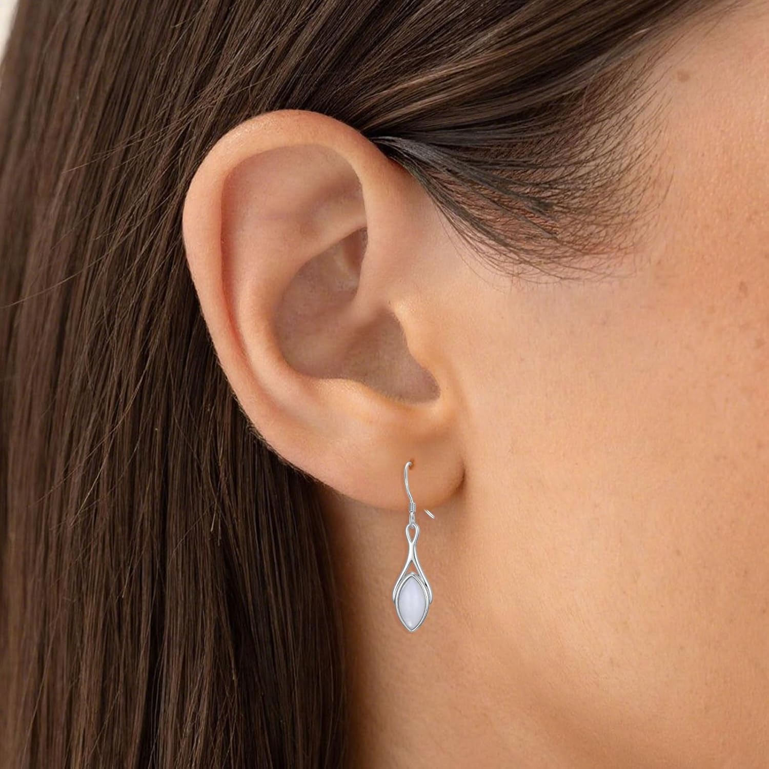 Genuine Moonstone Earrings for Women, Sterling Silver Dangle Minimalism Earrings Healing Gemstone Jewelry - Image 4