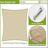 Vista 3 de Toldo parasol rectangular de 3 x 14 pies para patio, patio trasero, tela permeable para césped, jardín, actividades al aire libre, color beige