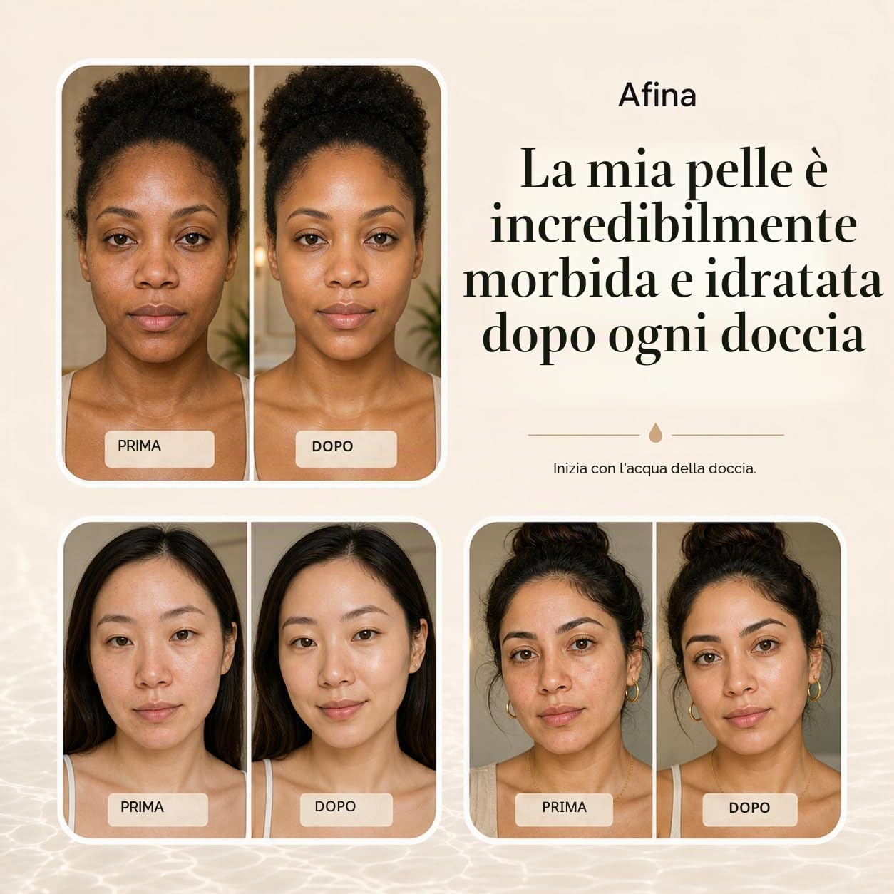 Afina Soffione doccia filtrato | Doccia ad alta pressione - Riduce prurito secco, forfora e eczema, migliorando pelle, capelli e unghie (nickel)