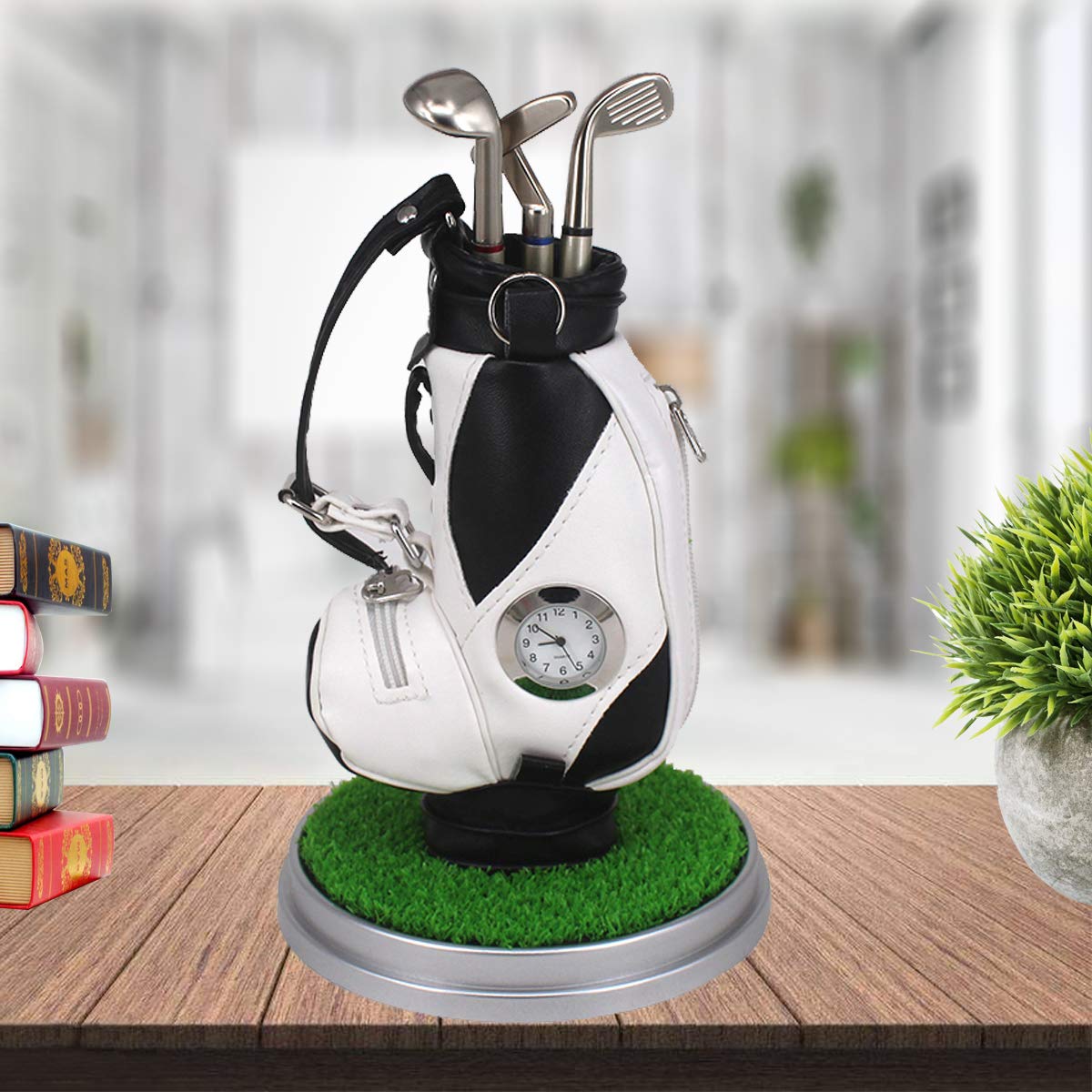 HKOO Golf Gift Golf Pens Holder, Golf Bag Holder with 3 Pieces Aluminum Pen Golf Bag Pencil Holder for Men