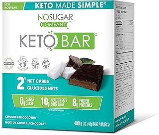 No Sugar Keto Chocolate Coconut Bars – Low Carb Snacks, Keto Food, Sugar Free Treats, Gluten Free, All Natural, Low Carbs, Healthy Snack Foods, Diabetic Friendly Ketogenic Products (12 x 40g bars = 480g box)