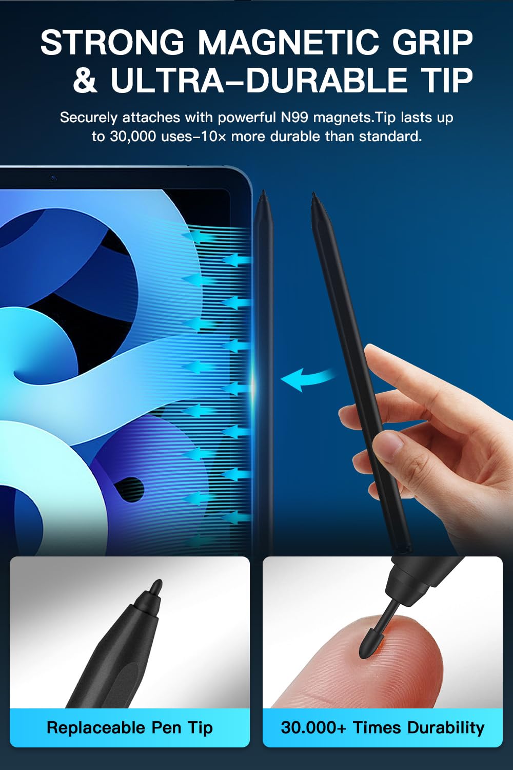 Penna digitale EMR ultra reattiva per 2 e Kindle Scribe, 4096 livelli di pressione, supporto inclinabile, rifiuto palmo, punte in feltro durevoli, attacco magnetico, gomma di precisione da 0,01 mm