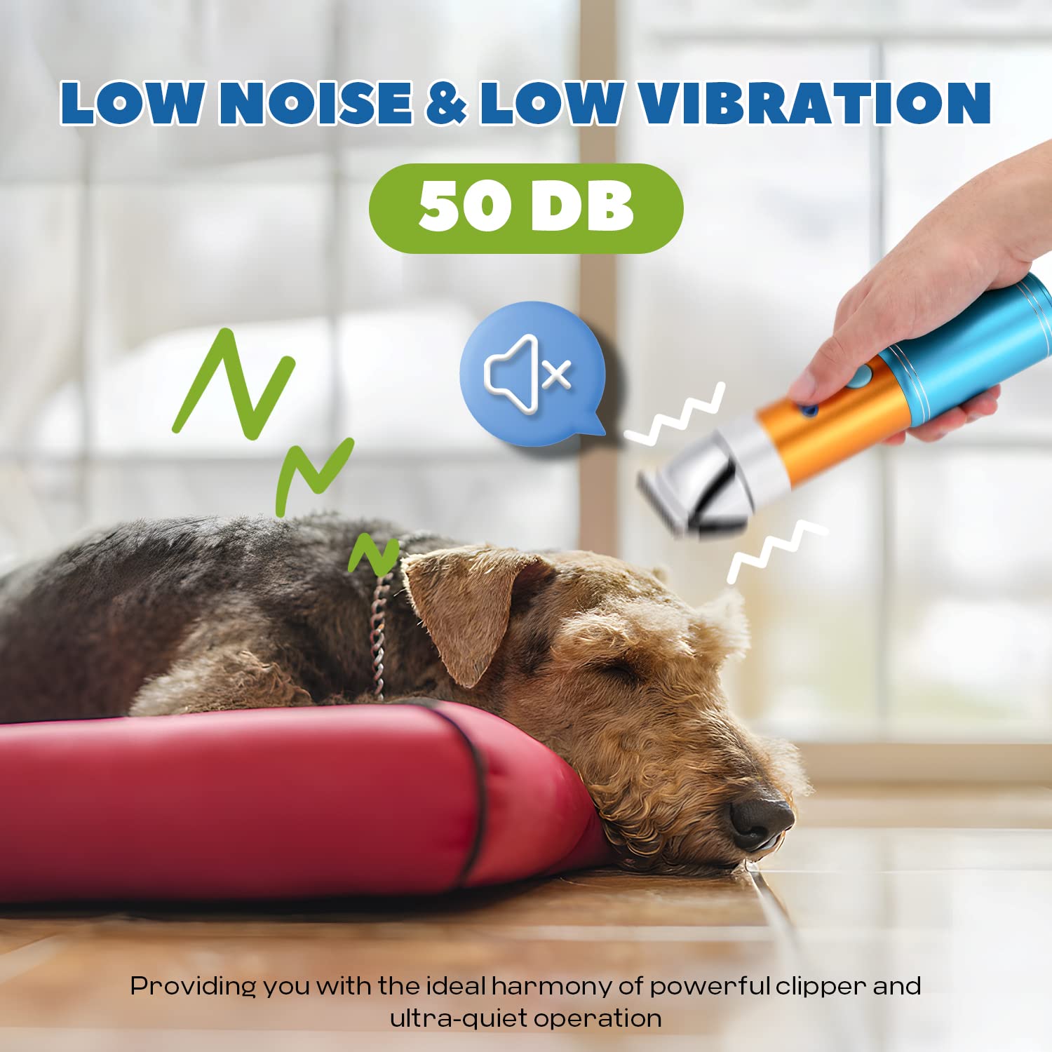 Tosatrice per cani senza fili da 400 W con batteria ricaricabile in standby da 5 h, a basso rumore < 50 db, kit di rasoi per animali domestici, con 2 lame affilate e staccabili da 3 mm e 6 mm,
