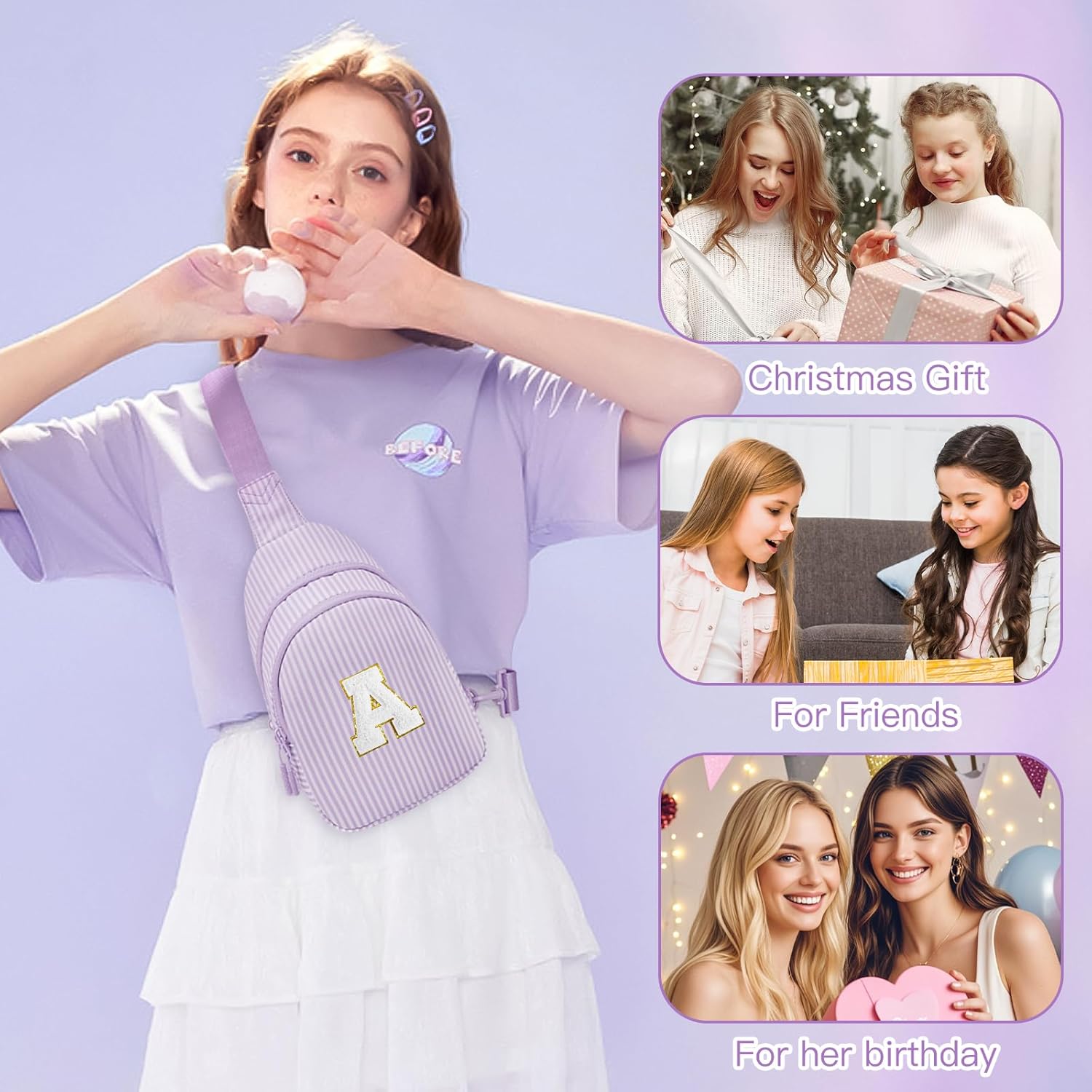 Gifts for 8 9 10 11 12 Year Old Girls Sling Bag Crossbody Bags Fanny Pack for Teen Girls Personalized Gifts for Women - Image 2