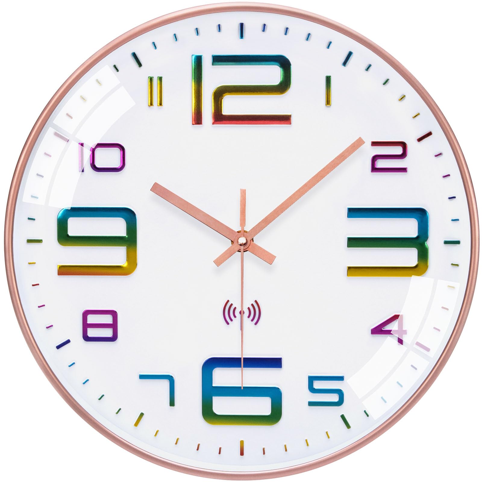 Reloj de Pared Controlado por Radio con Números en 3D Silencioso Reloj de Pared Moderno Decorativo para Salon, Cocina, Oficina, Dormitorio, 30cm