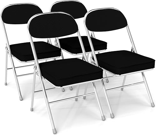 Real Relax Sillas plegables con asiento y respaldo acolchados, tela de pana duradera, silla de oficina plegable comercial apilable con marco de disponible en Yaxa Costa Rica