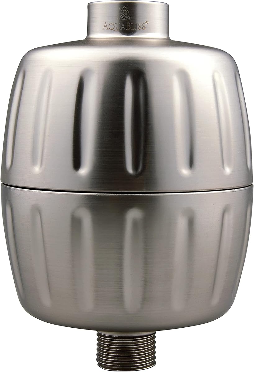 AquaBliss Heavy Duty Shower Filter – Latest Superior Advanced 30x Filtration - Universal Multi-Stage Shower Head Filter Reduces Chemicals, Chlorine & Odors - Brushed Nickel (SF500)