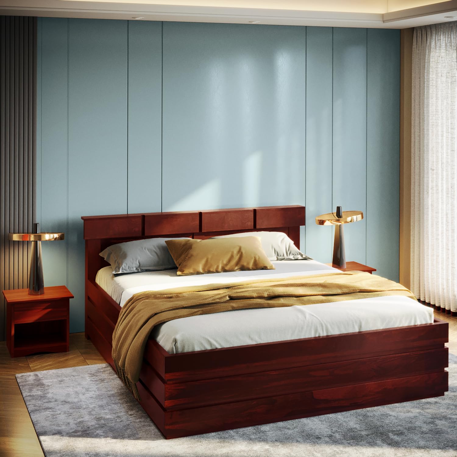 Interio by Godrej Bed, Grande Advance King Size Solid Wood Bed with Box Storage, 1-Year Warranty, Brown, Sheesham Wood - Review, Price and Buying Guide