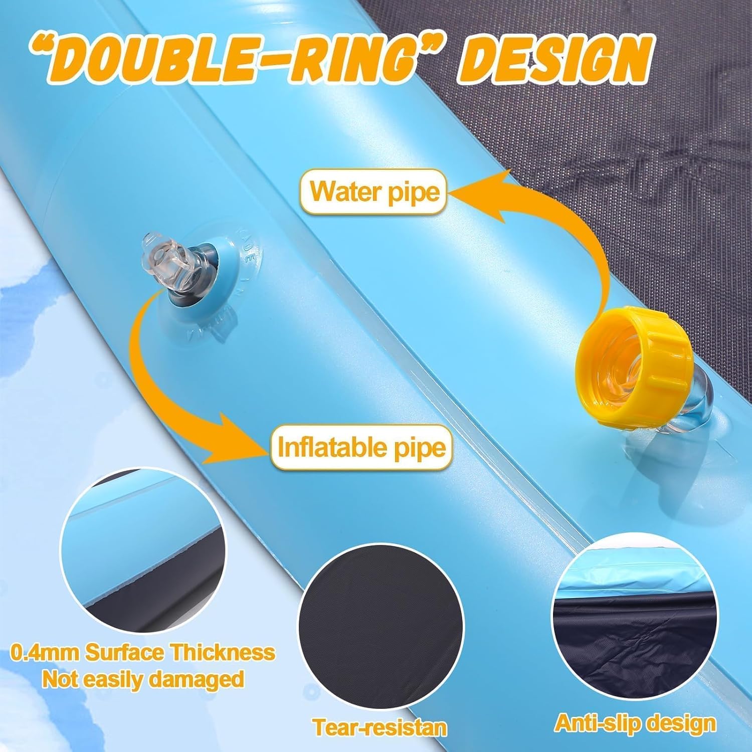 15 ft Giant Inflatable Splash Pad Extra Large 180" 2025 Update Non Slip Pad for Adults Large Dogs Pets Giant Thicken Sprinkler Pool Summer Outdoor Fun Backyard Fountain Play Mat (Classic Style)