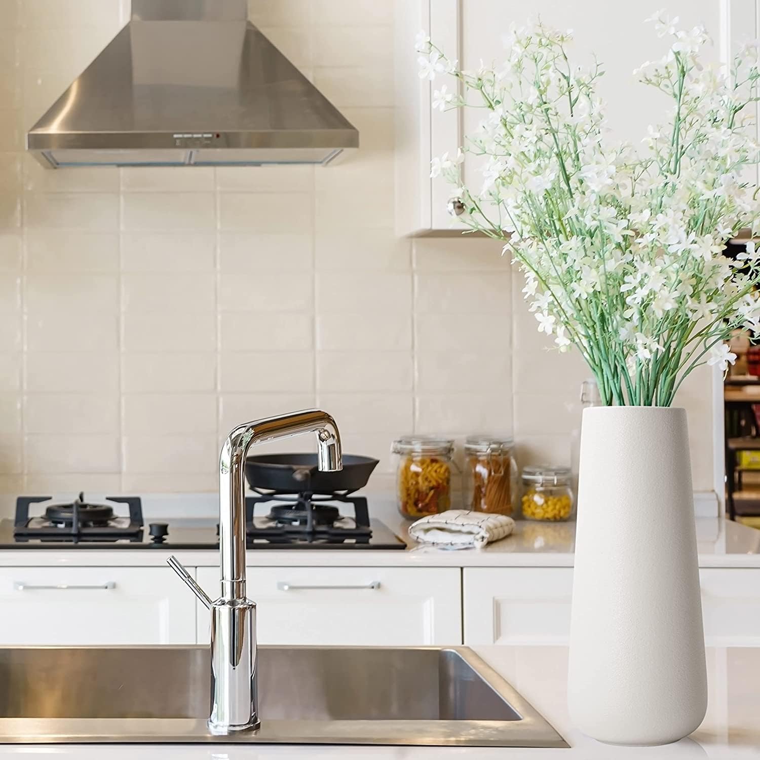 White Ceramic Vase Set 6 Mini Bud Vases in Bulk, White