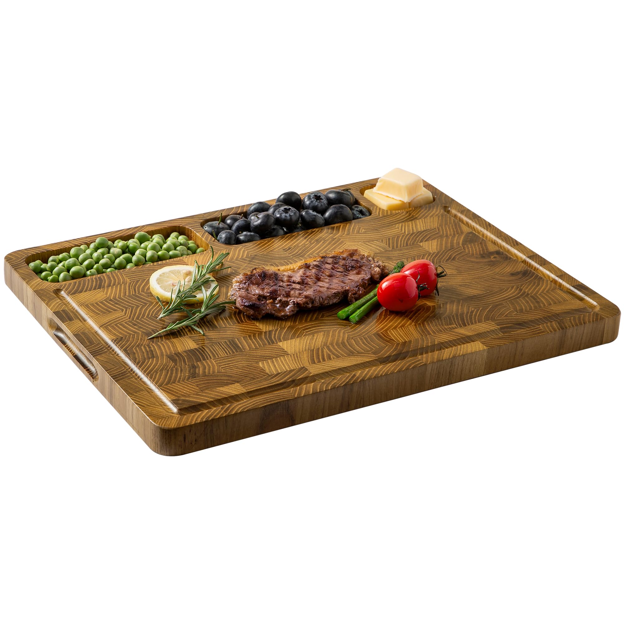 Photo 1 of ***VERY USED***THETCHRY Teak Wood Cutting Boards for Kitchen, Large Charcuterie Board with Handle, 1" Thick Butcher Block, End Grain Cutting Board, Reversible Wooden Chopping Board for Meal Prep & Serving, 17"×13"