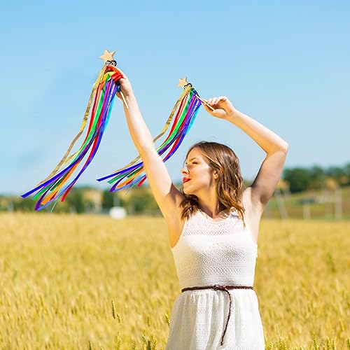 Miniatura 4 de Cometa de cinta de mano de color arcoíris, campanas de cinta, varita de viento, cinta bailarina, serpentina para niños, regalos de baby shower,