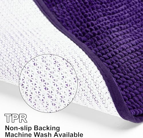 Miniatura 48 de Urvoix Juego de 3 alfombras de baño de felpilla antideslizante, ultra suave y súper absorbente, para baño, inodoro y bañera (verde azulado) Verde