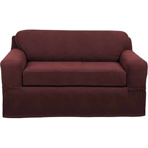 Maytex Pixel Stretch, Wine slipcover, 2-Piece Loveseat