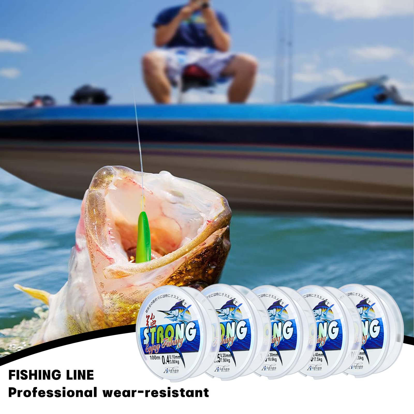 5 rollos de hilo de nailon, 100 m, monofilamento fuerte, diámetro de 0,1 mm, 0,2 mm, 0,3 mm, 0,4 mm, 0,5 mm, para pulseras de perlas de Predatory Fishing DIY