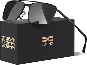 Luenx Polarized Rectangular Aviator Sunglasses Men Women UV400 Driving
