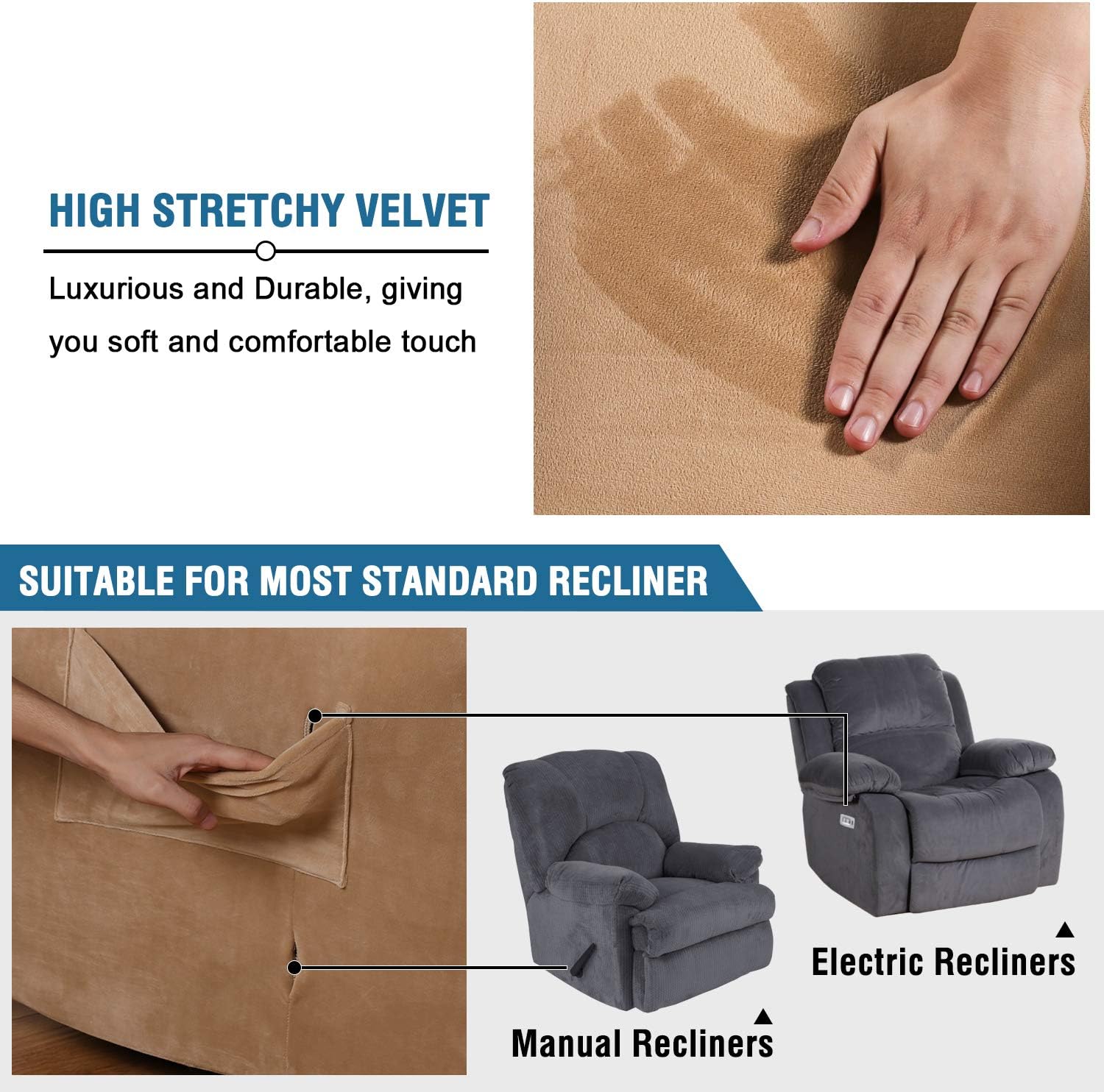 BellaHills Velvet Plush Strapless Sofa Cover Furniture Protector Velvet Couch Cover for Recliner Couch Form Fit Slip Resistant Stylish Furniture Protector Machine Washable Recliner - Image 5