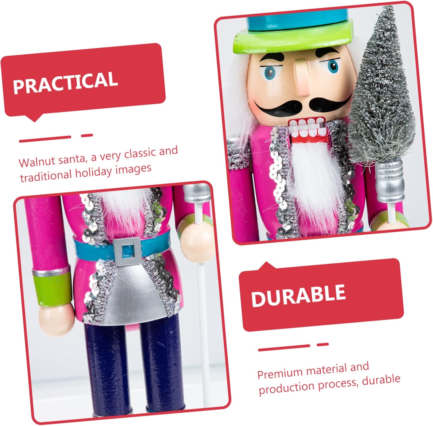 Christmas Wooden Nutcracker Soldier Decoration Traditional Xmas Nutcrackers Decor with Premium Craftsmanship Colorful Holiday Ornament for Home Bedroom Living Room Photo Prop Gift