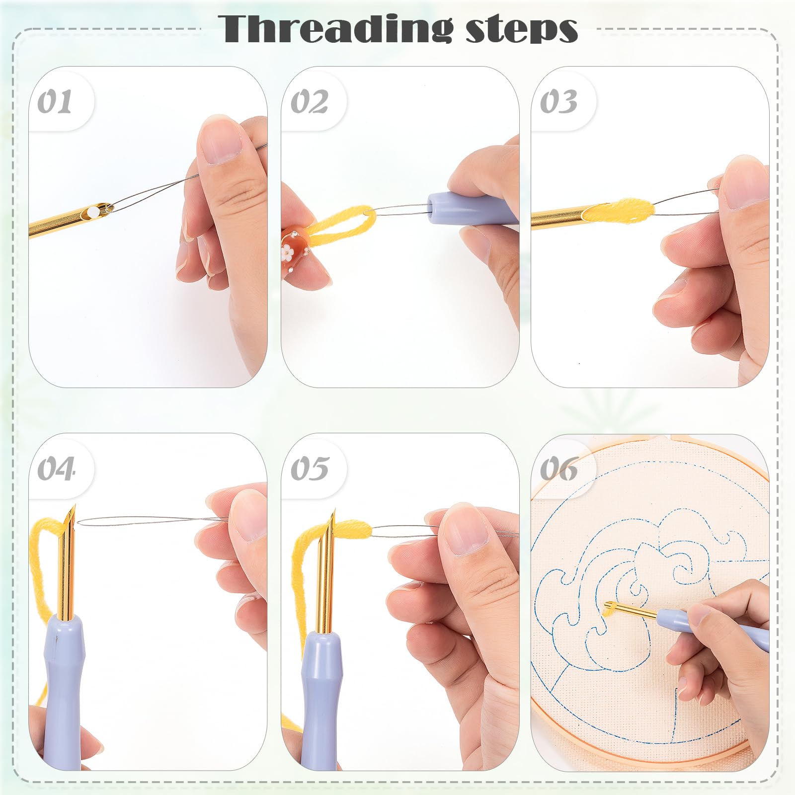 JSRQT Farfalla Fiori Punch Needle Ricamo Kit, Kit Iniziale Per