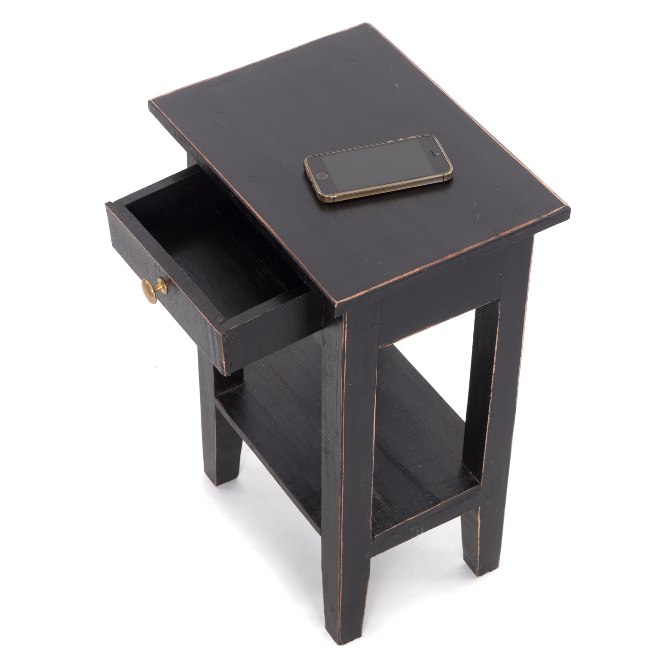 Table de téléphone Vintage PLANTA | 52x34 cm, Acajou | Tabouret de Fleur, Table d'entrée, Table d'appoint avec tiroir
