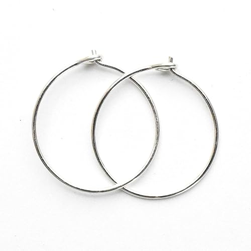 Small Sterling Silver Hoop Earrings. 12mm 24 Gauge Half Inch Solid 925 Sterling Silver Little Sleeper Huggie Minimalist Handmade Hoops