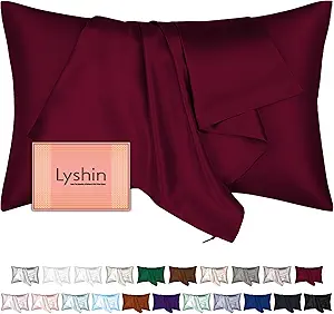Mulberry Silk Pillow Cases Queen Size with Hidden Zipper, Ultra Smooth and Soft Breathable Cooling Silk Satin Pillowcase for Hair and Skin, Gifts for Women Men (Burgundy Red, 20x30 Inches, 1 Pack)