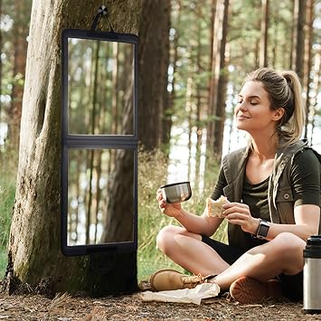LPHUMEX Foldable Full Length Dance Mirror 33 Portable Shatterproof Hanging Mirror, Folding Full Length Travel Mirror for Dancing, Camping, RV
