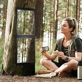 LPHUMEX Foldable Full Length Travel Mirror – 33” Portable Shatterproof Hanging Mirror, Folding Full Length Travel Makeup Mirror for Camping, RV & Small Spaces