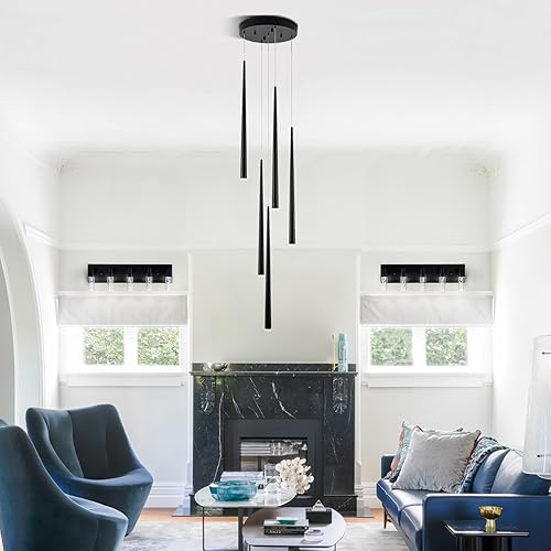 Miniatura 6 de Lámpara LED de tocador de 5 luces en color negro - Iluminación moderna de baño, iluminación sobre espejo  Temperatura multicolor 3000K4000K6000K