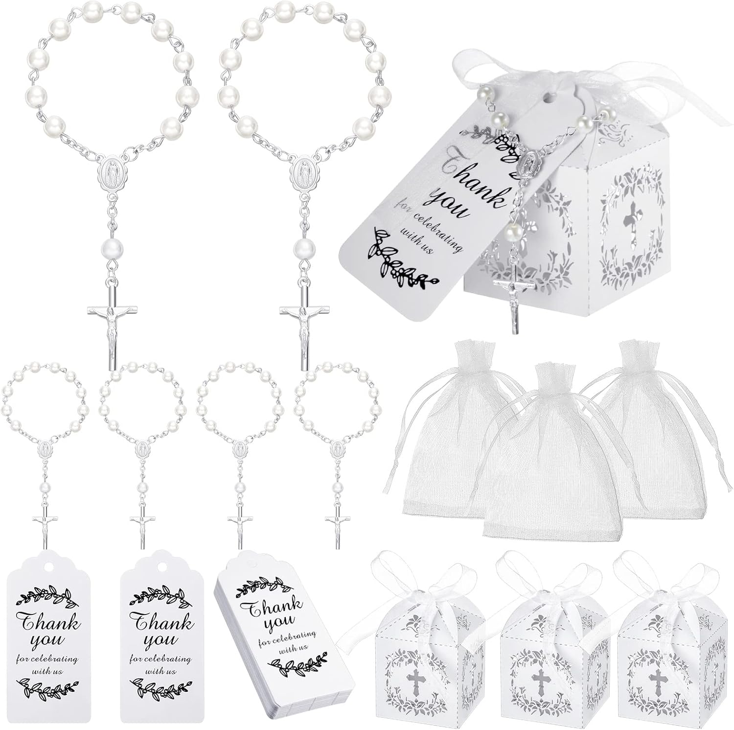 100 Pieces Baptism Favor Set Mini Rosaries Baptism Acrylic
