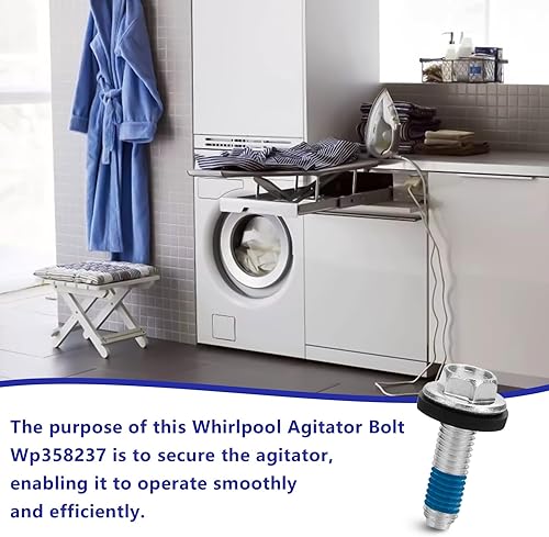 Miniatura 7 de Perno agitador para lavadora de ropa con junta de goma compatible con Whirlpool Lavadora de ropa Perno agitador 358237 285009 AP6008726, PS11741866