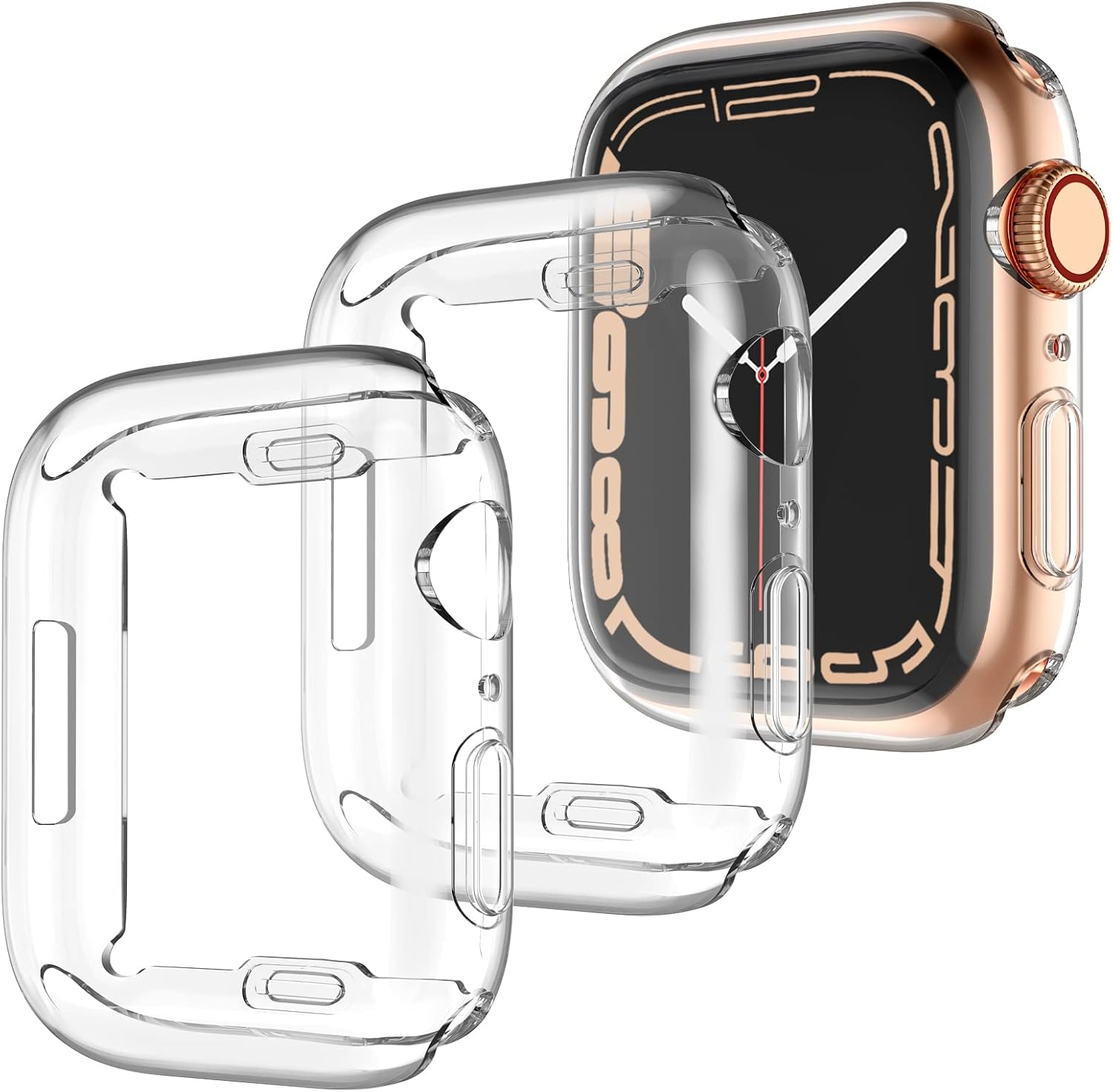 GEAK 3 Pack Compatible with Apple Watch Series 7 Case 41mm, Soft TPU Flexible All-Around Protective Screen Protector Cover Case Accessories for iWatch Series 7 41mm Smart Watch Clear/Clear/Clear