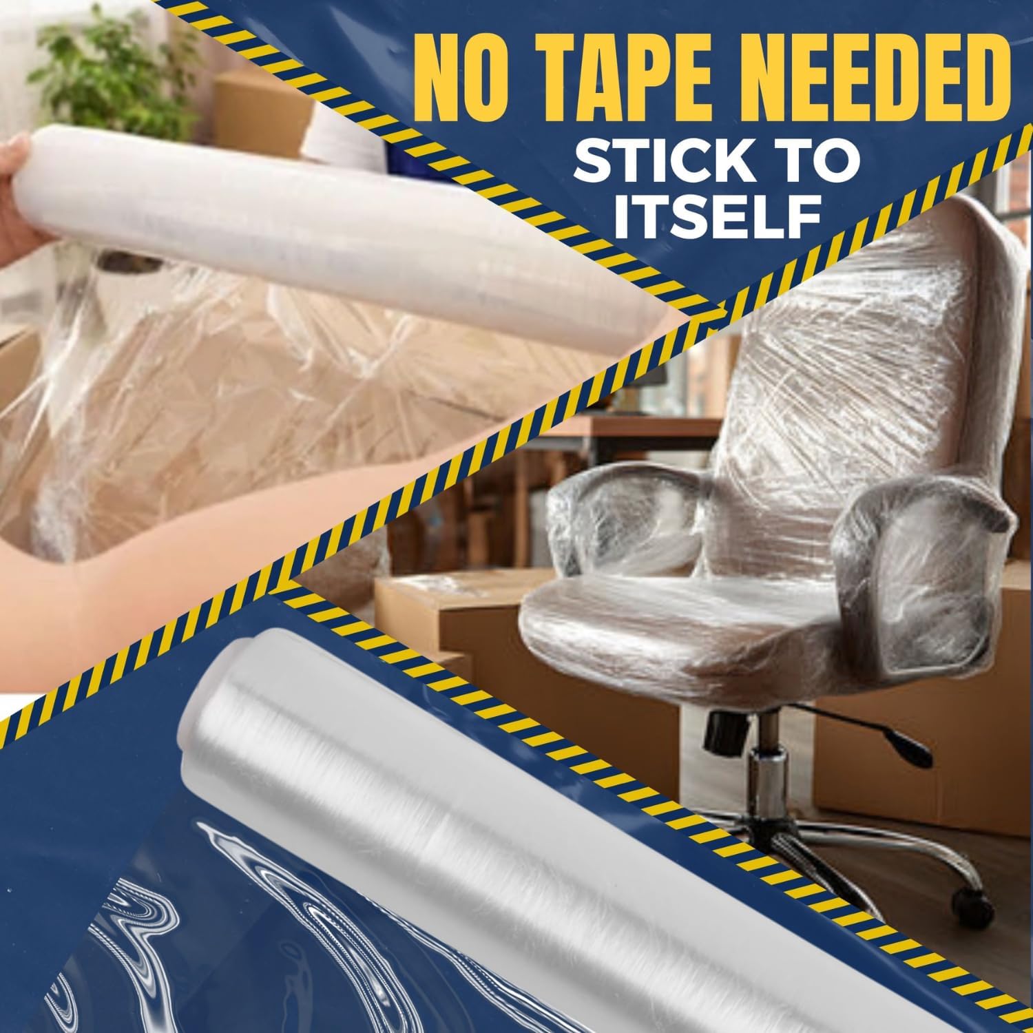 Industrial Stretch Film Wrap – 18" x 1000 FT x 80 Gauge, 1 Roll Heavy Duty Pallet Wrap | Clear Plastic Moving Wrap for Packing, Shipping, Furniture & Luggage – Durable Self-Adhering Shrink Wrap Roll
