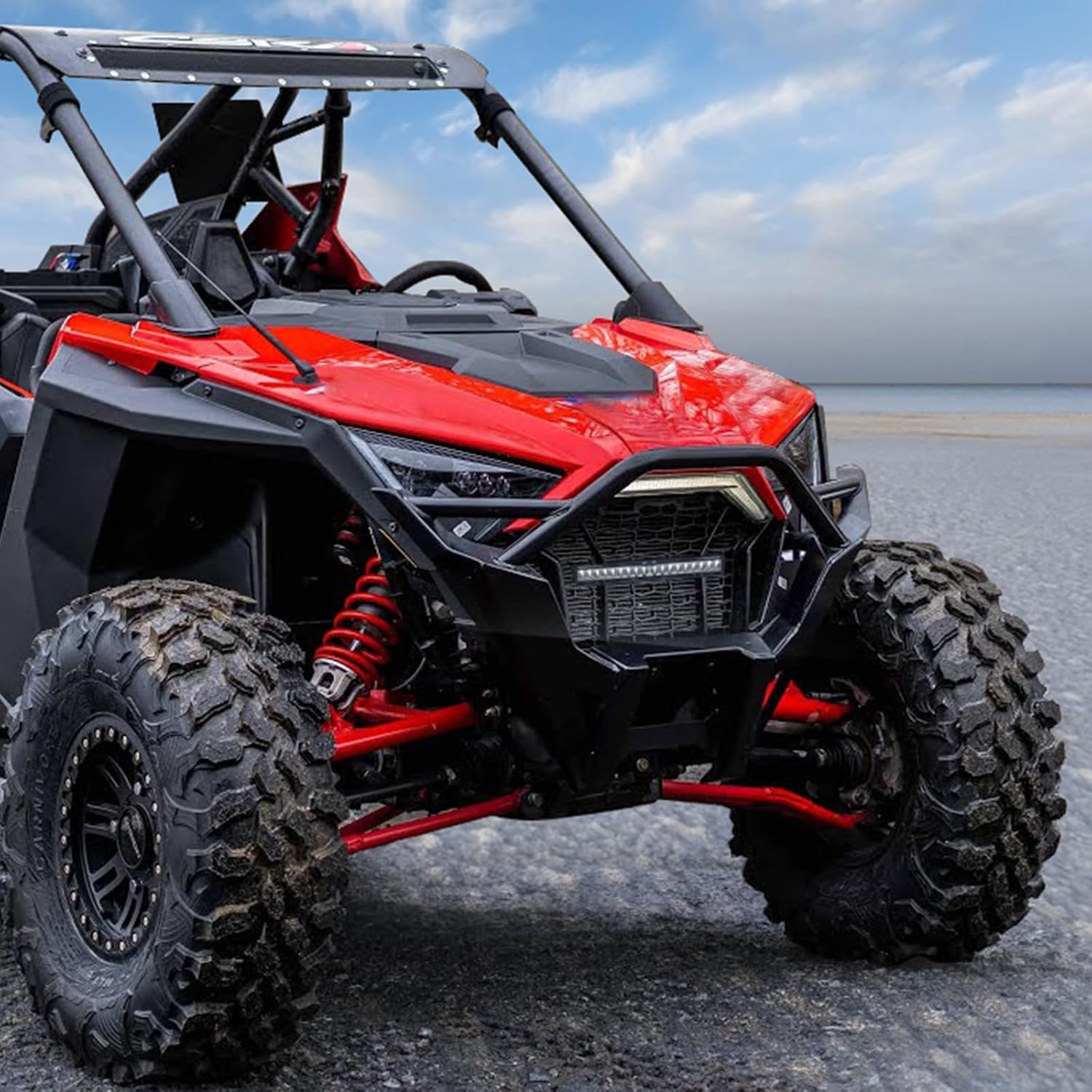 Front Mesh Grill Light With LED Light Bar for PRO XP，RZR PRO XP,UTV Waterproof Mesh Grille Insert Guard Compatible With Polaris 2020-2023 RZR PRO XP XP4/ RZR PRO R/RZR Turbo R Accessories