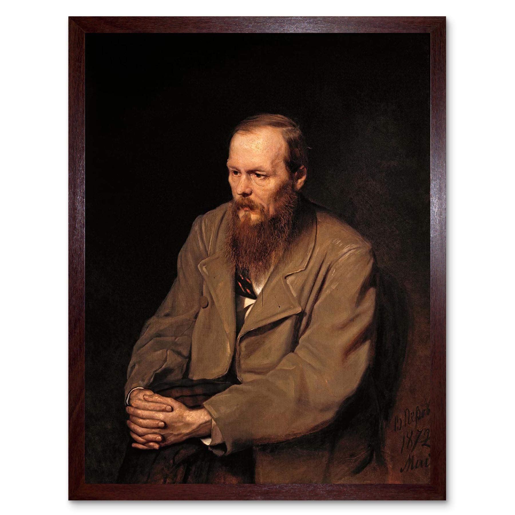 Wee Blue Coo Painting Portrait Perov Author Fyodor Dostoyevsky Art Print Framed Poster Wall Decor 12X16 Inch