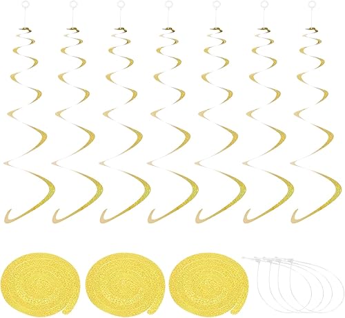 Miniatura 9 de MECCANIXITY 30 remolinos colgantes de fiesta negros de una sola tira para colgar decoraciones de 27.6 pulgadas, serpentinas colgantes de plástico