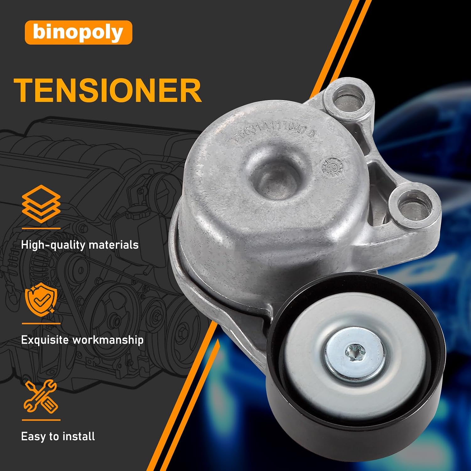 binopoly 39343 Drive Belt Tensioner Assembly With Pulley For Jeep Grand Cherokee 2014 2015 2016 2017 2018 RAM 1500 2014 2015 2016 2017 2018 3.0L OE#68325057AA 68148386AA 39343